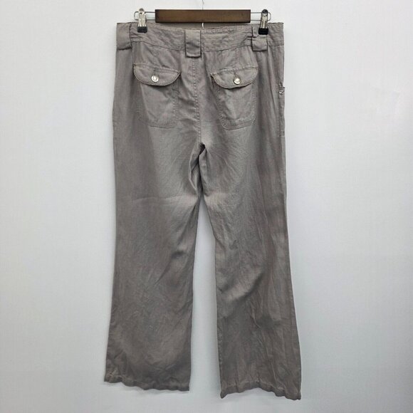 INC International Concepts Linen Wide Leg Pants Size 8 Gray Beachy Boho Classic - Picture 2 of 14